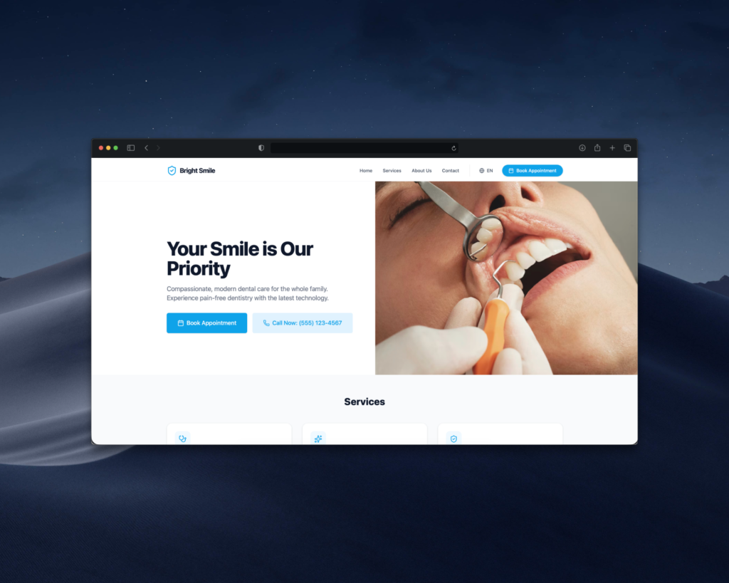 Bright Smile - Free Landing Page