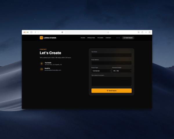 553shots_so Photo Studio Landing Page - Lumina Studio