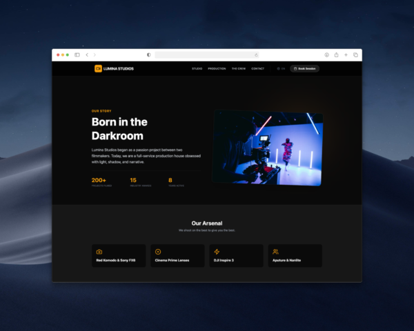 943shots_so Photo Studio Landing Page - Lumina Studio